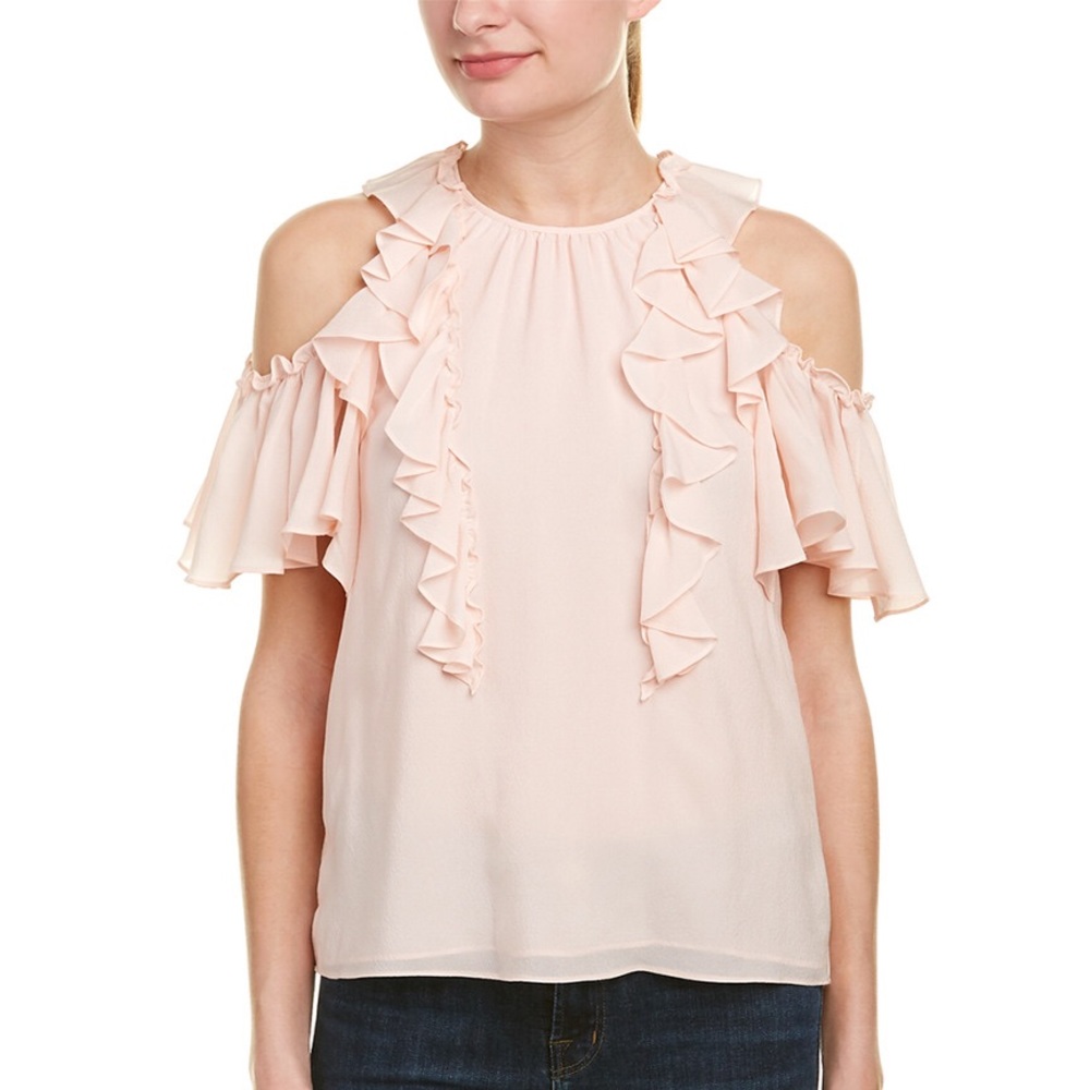 Rebecca Taylor Cold shoulder pink top